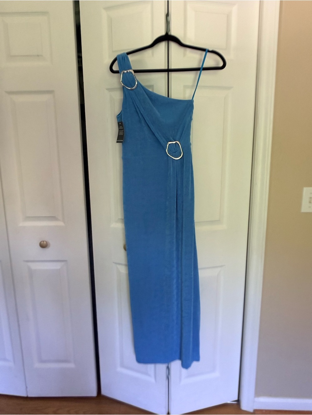 Boston Proper Teal One-Shoulder Evening Gown
